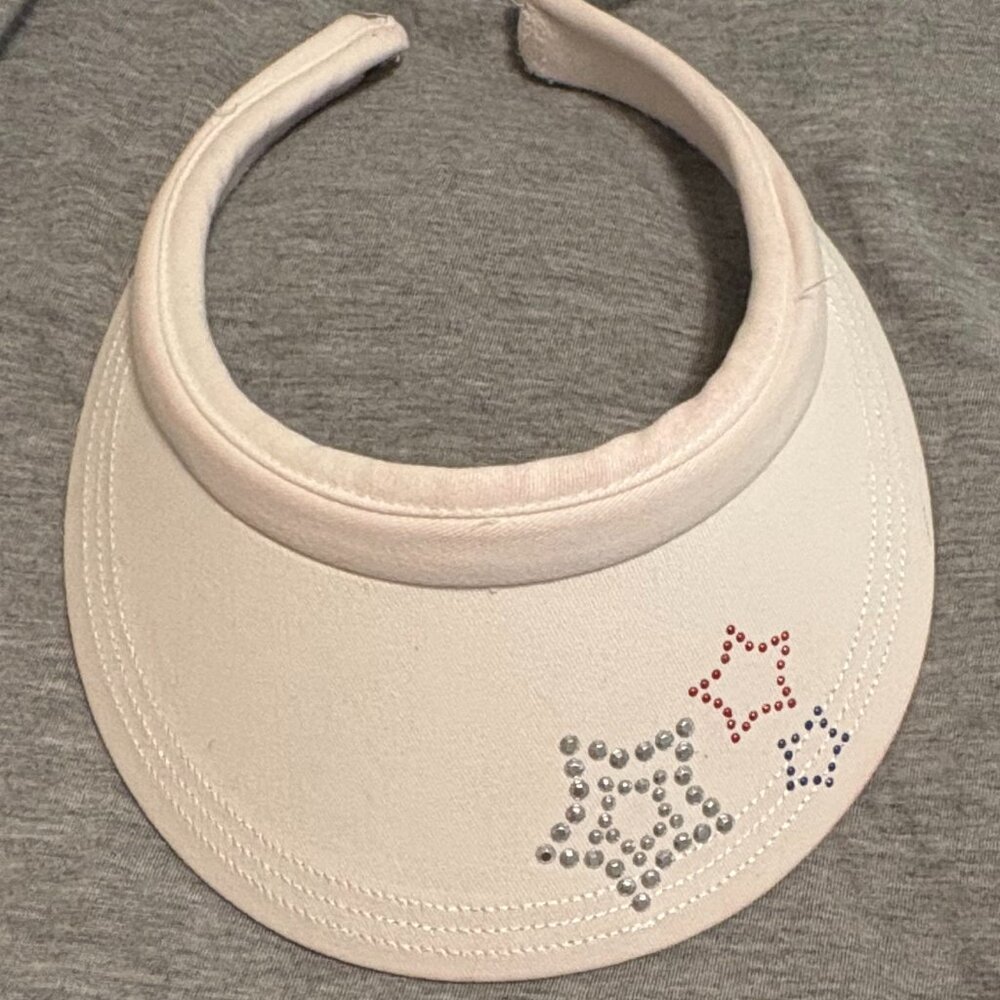 White Americana Stars Visor Hat - Women's small